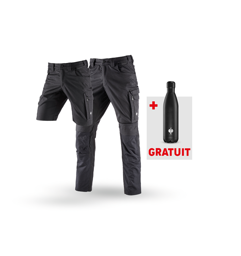 Vêtements: KIT : Pantalon + Short e.s.concrete light + Gourde + noir