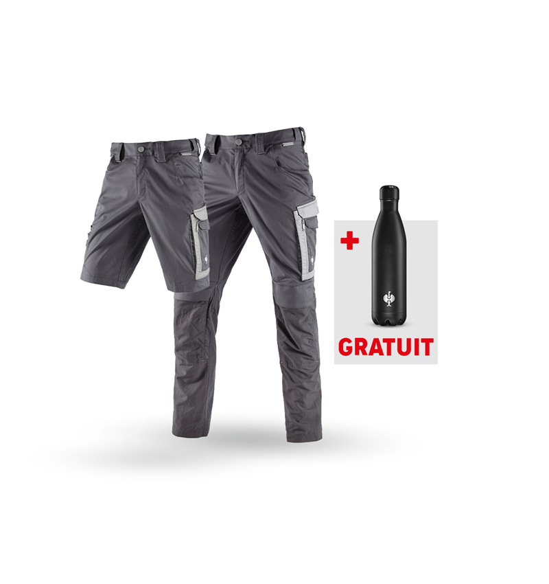 Vêtements: KIT : Pantalon + Short e.s.concrete light + Gourde + anthracite/gris perle