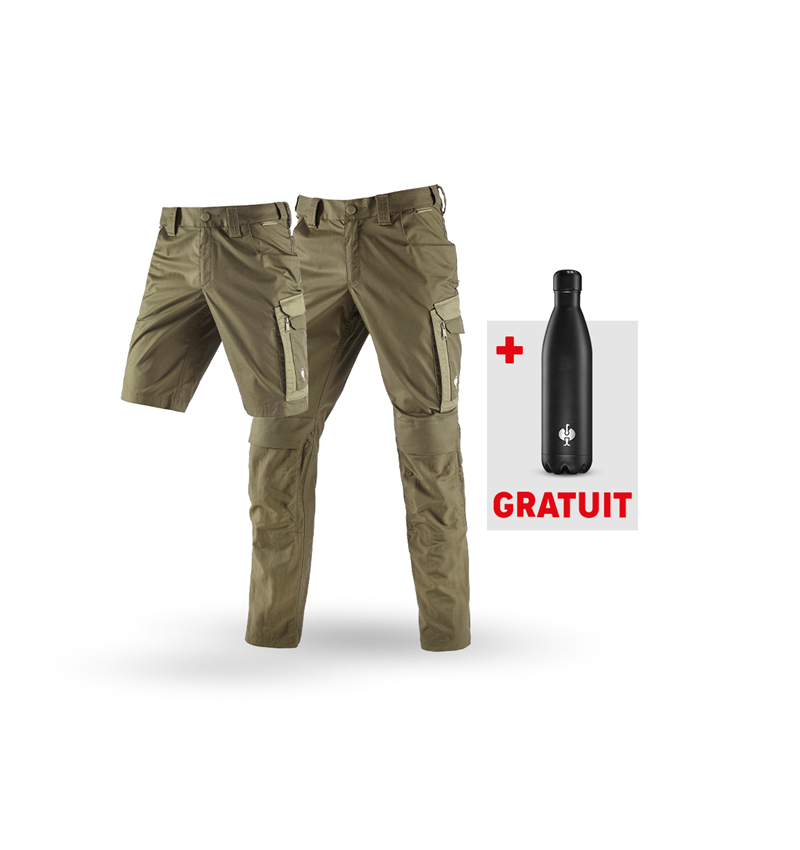 Vêtements: KIT : Pantalon + Short e.s.concrete light + Gourde + vert boue/vert stipa
