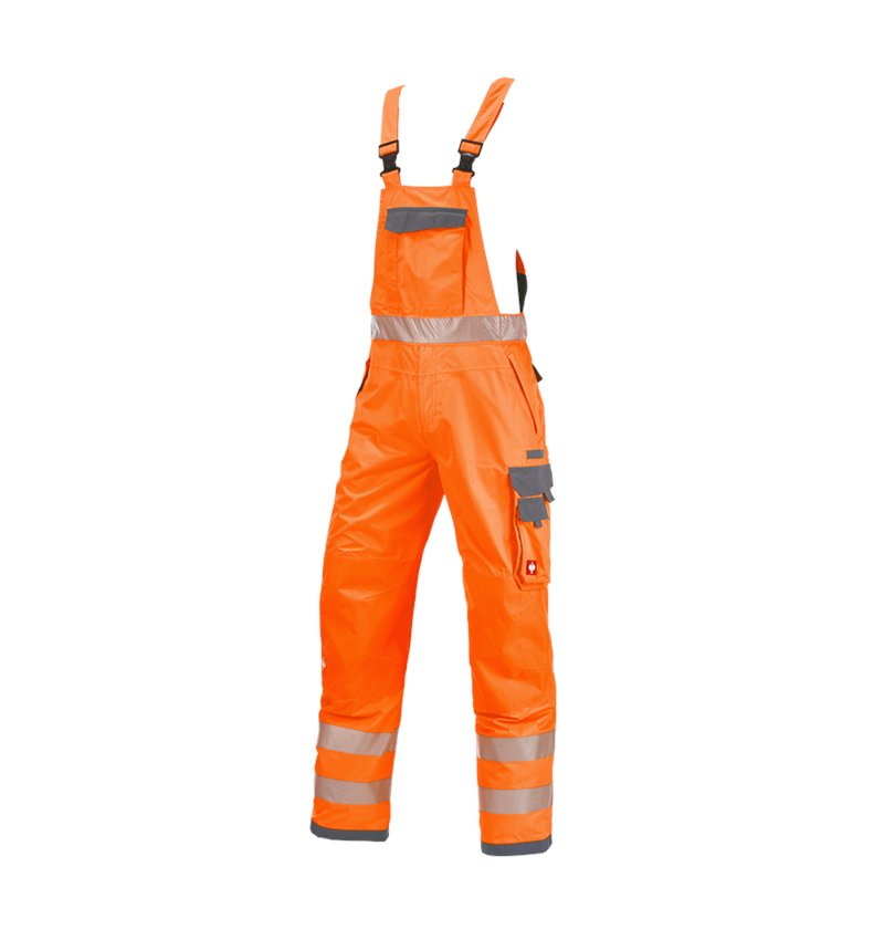 Work Trousers: High-vis functional bib & brace e.s.prestige + high-vis orange/grey