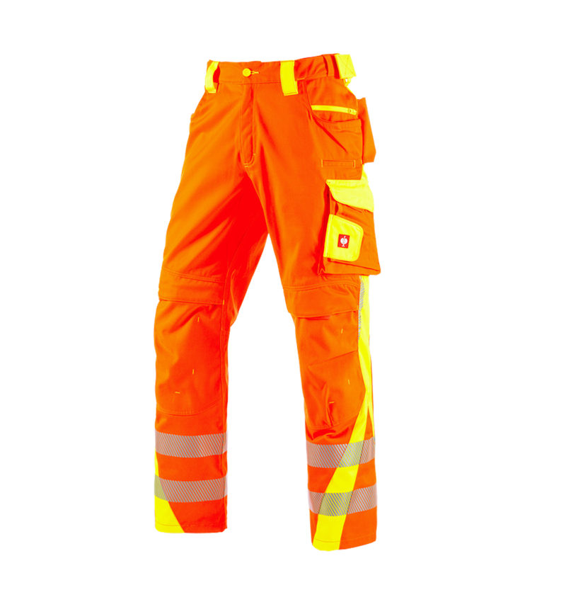Pantalons de travail: Pantalon taille élas.sign. e.s.motion 2020 d'hiver + orange fluo/jaune fluo 2