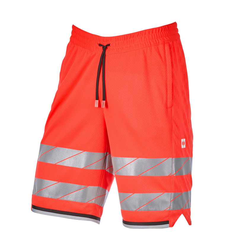 Pantalons de travail: Short fonctionnel haute visibilité e.s.ambition + rouge fluo/noir 5
