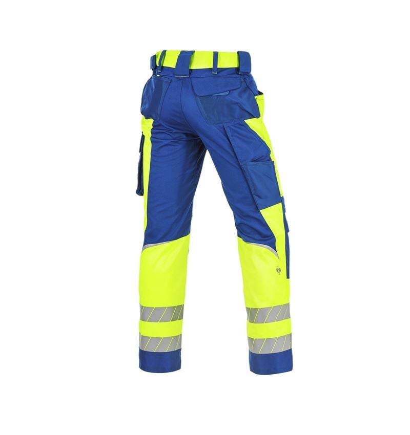 Pantalons de travail: Pantalon à taille élast. signal. e.s.motion 24/7 + bleu royal/jaune fluo 7