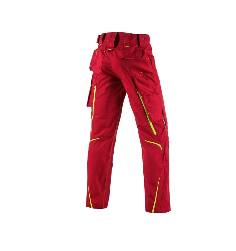 Pantalons de travail: Pantalon à taille élastique e.s.motion 2020 + rouge vif/jaune fluo 3