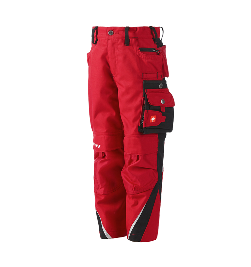 Froid: Pantalon à tail. élas. e.s.motion d’hiver, enfants + rouge/noir