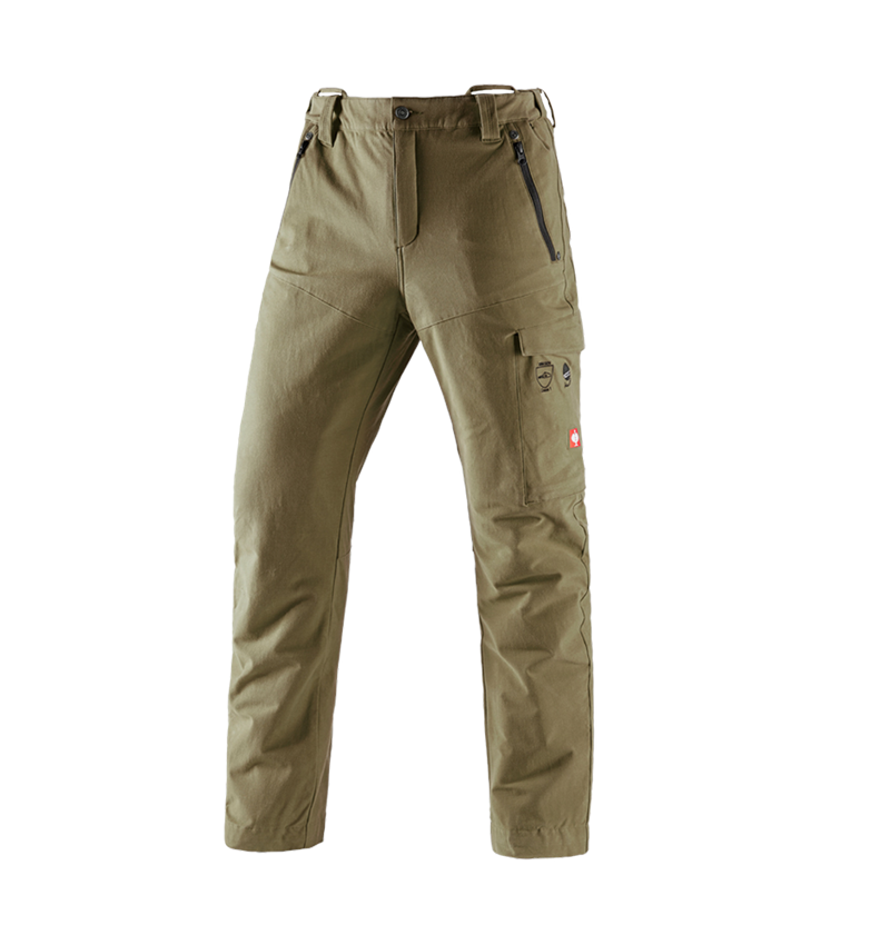 Work Trousers: Forestry cut protection trousers e.s.cotton touch + mudgreen 2