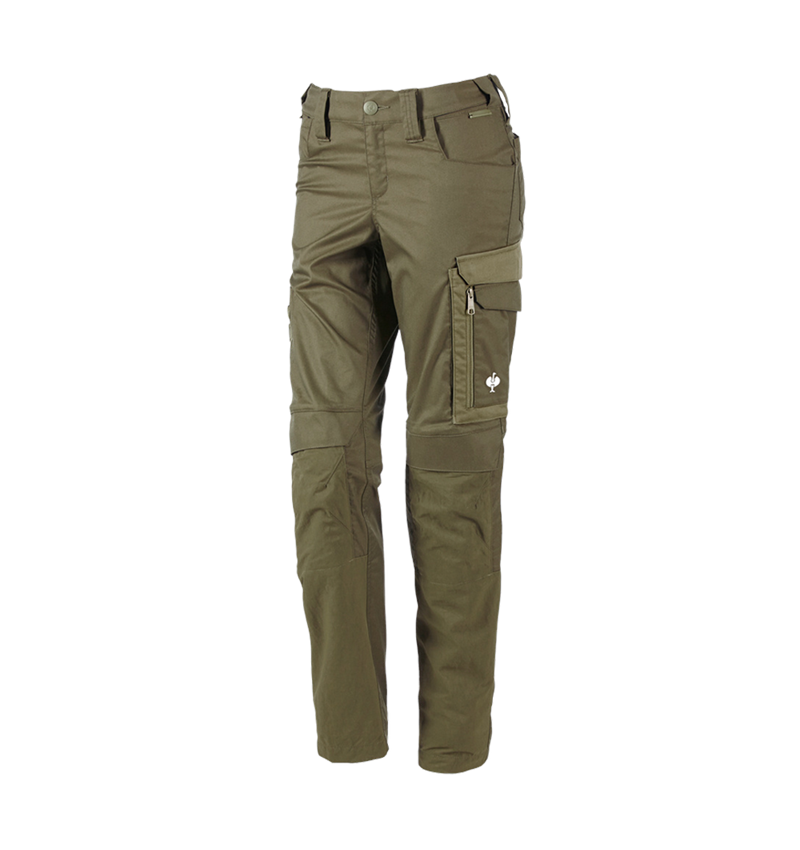 Pantalons de travail: Pantalon à taille élast. e.s.concrete light,femmes + vert boue/vert stipa 2