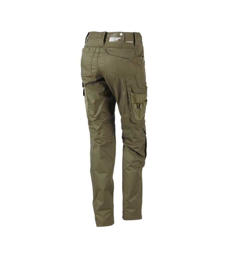 Pantalons de travail: Pantalon à taille élast. e.s.concrete light,femmes + vert boue/vert stipa 3
