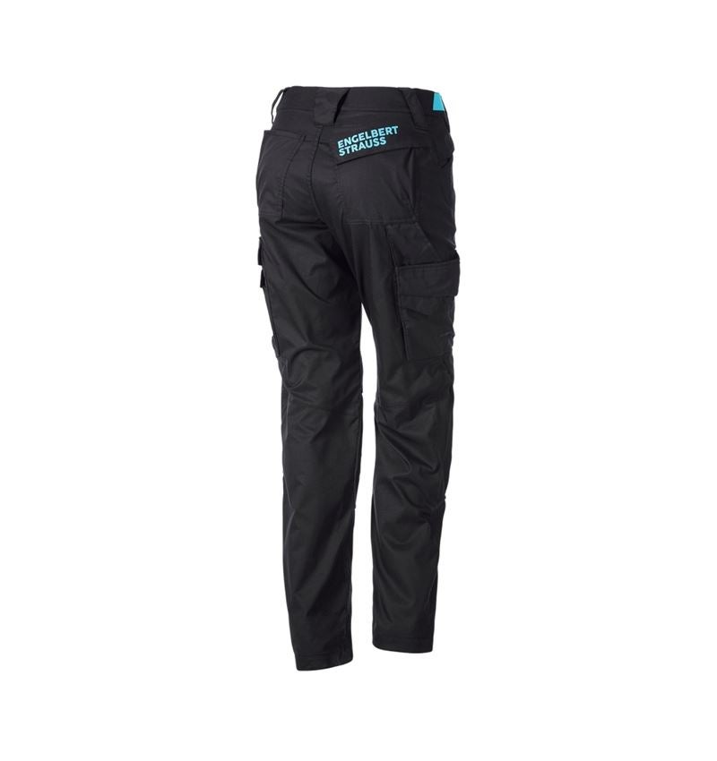 Pantalons de travail: Pantalon à taille élastique e.s.trail, femmes + noir/lapis turquoise 5