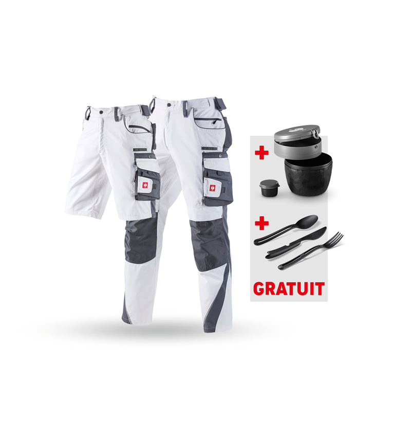 Vêtements: KIT: Pant.trav.+Short e.s.motion+Boîte-repas+Couv. + blanc/gris
