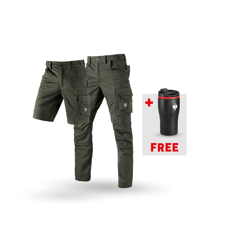 Clothing: SET: Trousers+Shorts e.s.motion ten+Insulated cup + disguisegreen