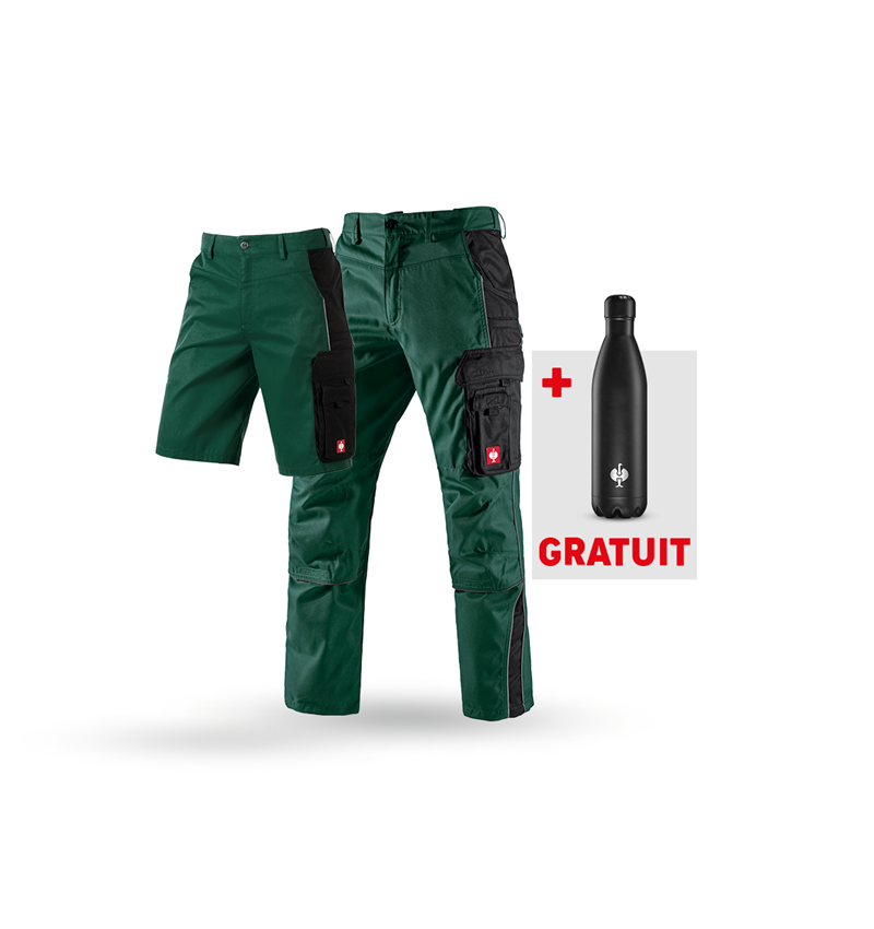 Vêtements: KIT: Pantalon à taille + Short e.s.active + Gourde + vert/noir