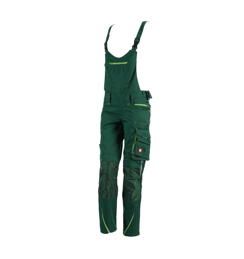 Work Trousers: Ladies' bib & brace e.s.motion 2020 + green/seagreen 2