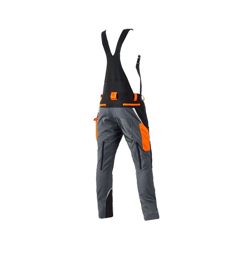 Work Trousers: e.s. Forestry cut protection bib & brace, KWF + grey/high-vis orange 3