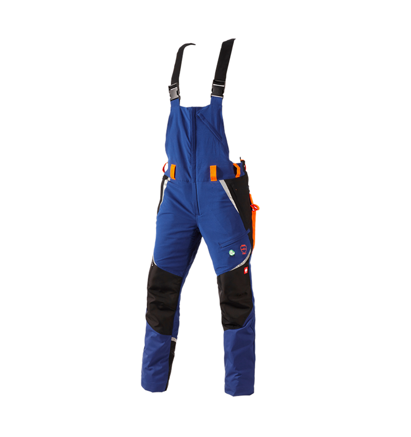 Work Trousers: e.s. Forestry cut protection bib & brace, KWF + royal/high-vis orange 2