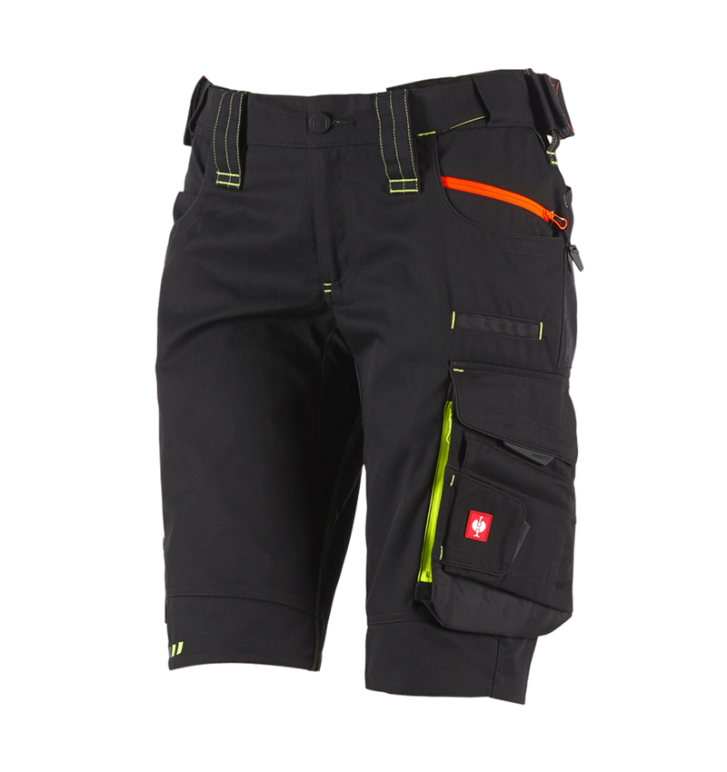 Work Trousers: Shorts e.s.motion 2020, ladies' + black/high-vis yellow/high-vis orange 2