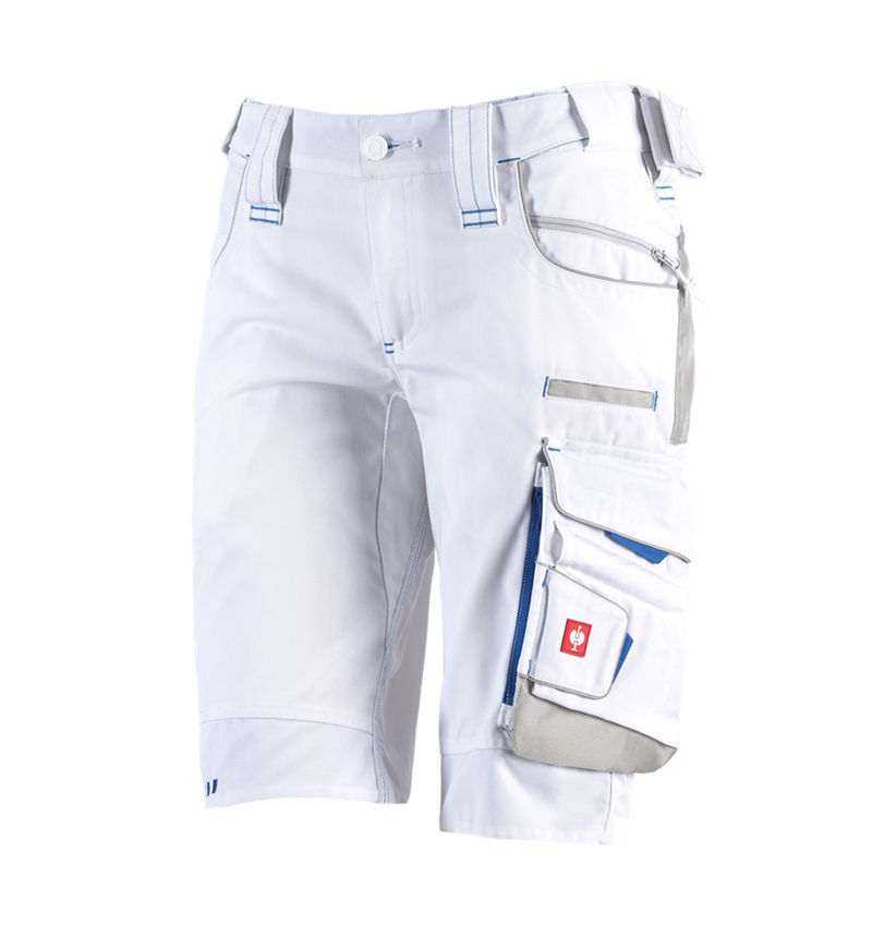 Work Trousers: Shorts e.s.motion 2020, ladies' + white/gentianblue 2