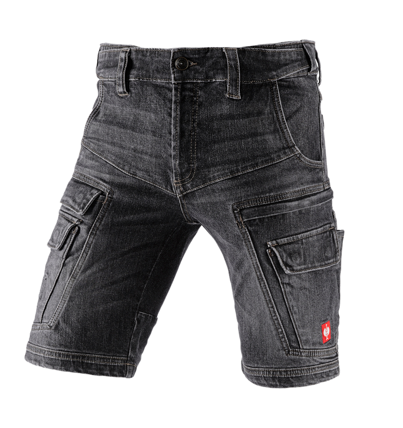 Work Trousers: e.s. Cargo worker shorts POWERdenim + blackwashed 2