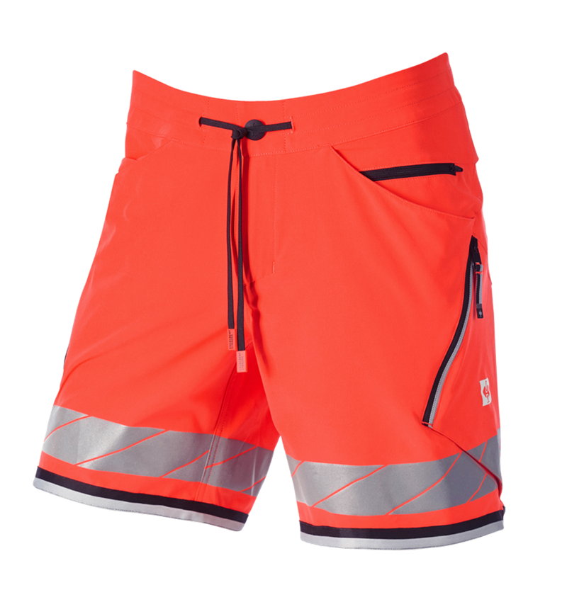 Pantalons de travail: Short fonctionnel réfléchissant e.s.ambition + rouge fluo/noir 5