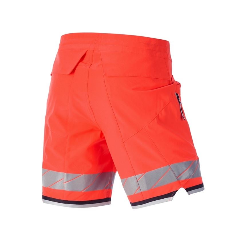 Pantalons de travail: Short fonctionnel réfléchissant e.s.ambition + rouge fluo/noir 6