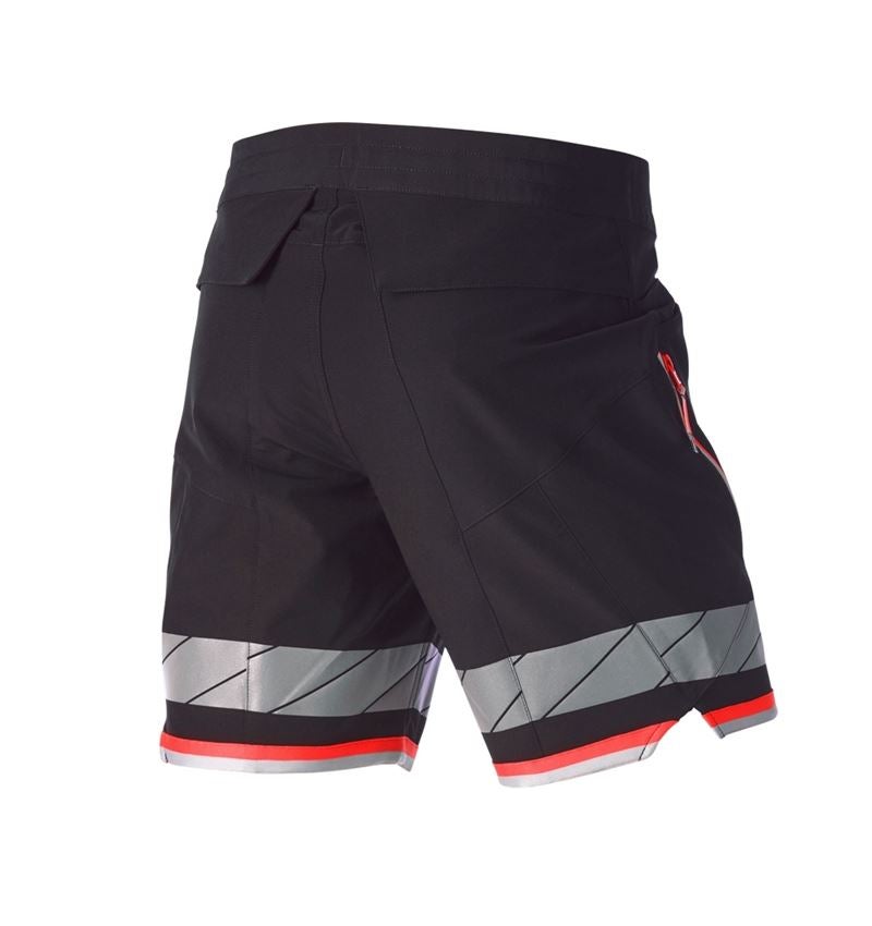 Pantalons de travail: Short fonctionnel réfléchissant e.s.ambition + noir/rouge fluo 6