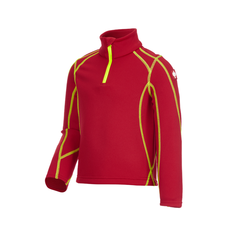 Froid: Pull de f. thermo stretch e.s.motion 2020, enfants + rouge vif/jaune fluo