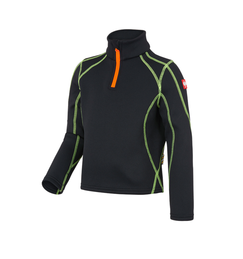 Shirts, Pullover & more: Funct.Troyer thermo stretch e.s.motion 2020 child. + black/high-vis yellow/high-vis orange 2