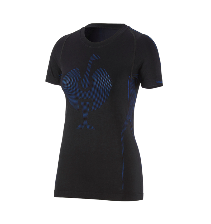 Funktionsunterwäsche: e.s. Funktions-T-Shirt seamless - warm, Damen + schwarz/enzianblau 2