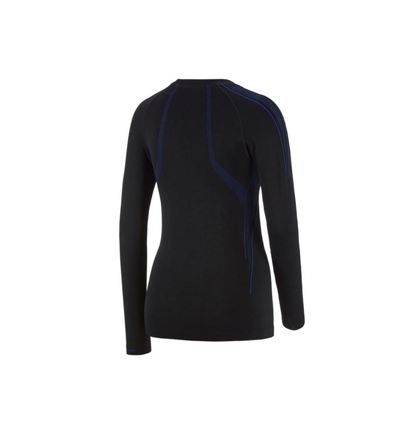 Thermal Underwear: e.s. functional-longsleeve seamless-warm, ladies' + black/gentian blue 2
