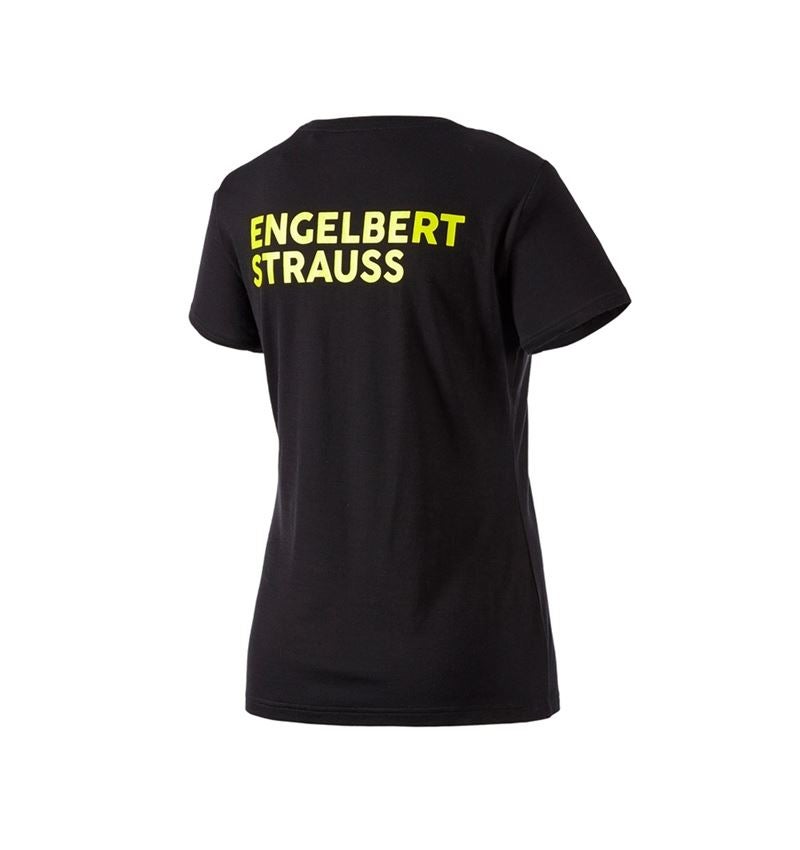 Hauts: T-Shirt Merino e.s.trail, femmes + noir/jaune acide 3