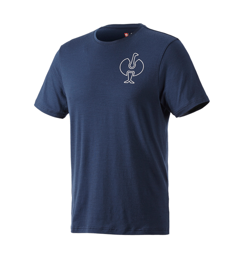 Shirts & Co.: T-Shirt Merino e.s.trail + tiefblau/weiß 2