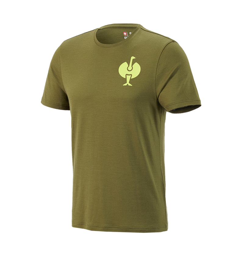 Shirts & Co.: T-Shirt Merino e.s.trail + wacholdergrün/limegrün 3