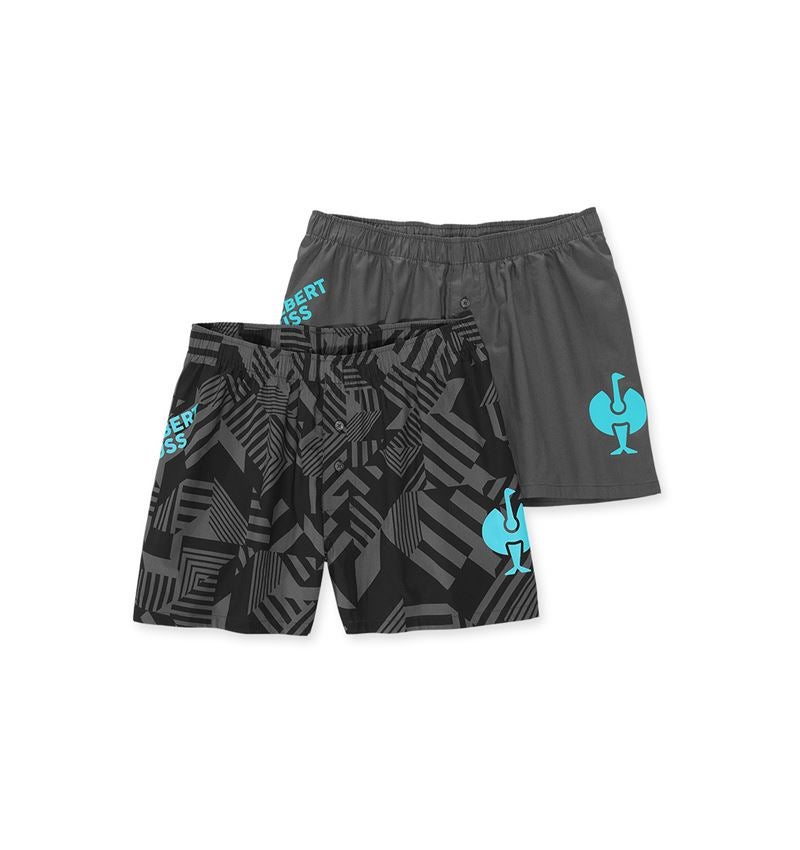 Clothing: Boxer shorts cotton stretch e.s.trail, pack of 2 + anthracite/lapisturquoise+black/anthracite/lapisturquoise