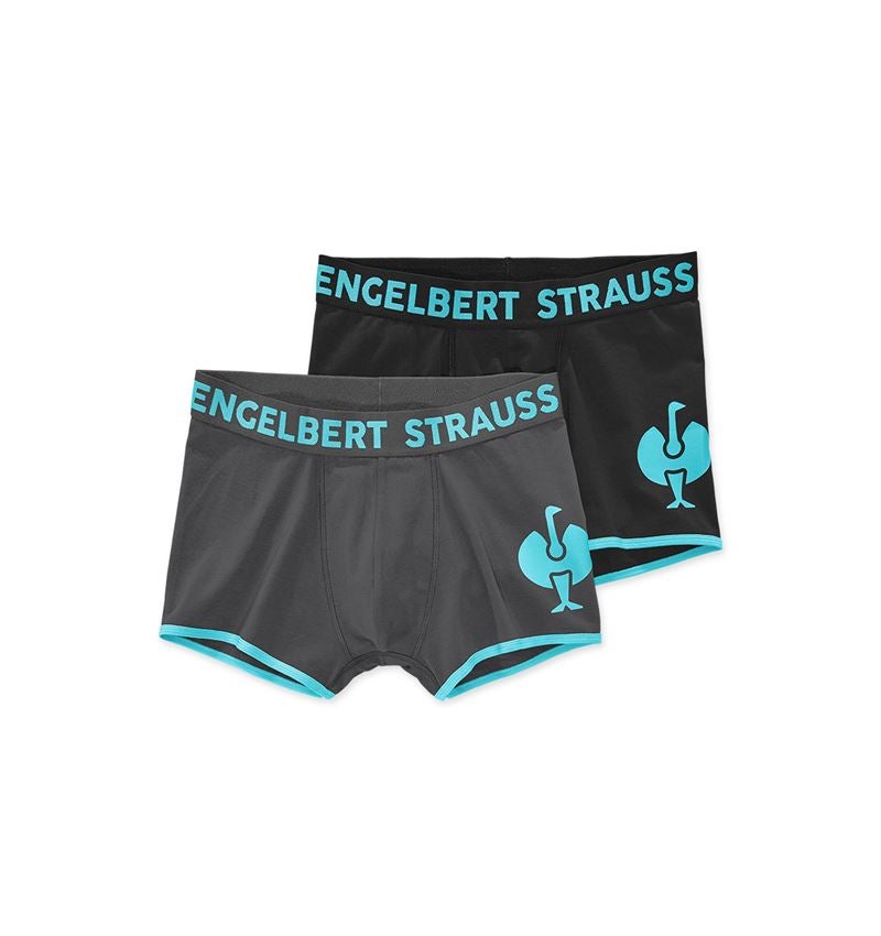 Underwear | Functional Underwear: Pants cotton stretch e.s.trail, pack of 2 + black/lapisturquoise+anthracite/lapisturquoise