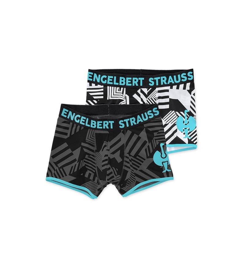 Underwear | Functional Underwear: Pants cotton stretch e.s.trail, pack of 2 + black/white/lapisturquoise+black/anthracite/lapisturquoise