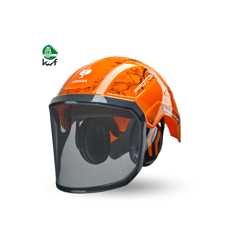 Hard Hats: e.s. Forestry helmet Protos® + high-vis orange woodprint