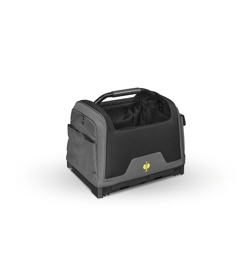 STRAUSSbox System: STRAUSSbox tool bag, open + basaltgrey/acid yellow