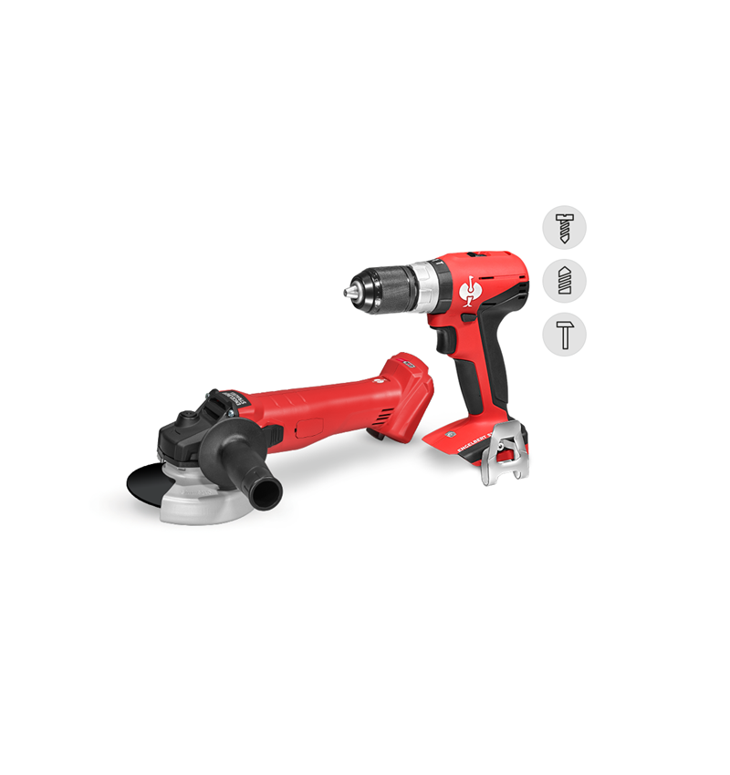 Tools: 18 V cordless angle grinder + drill screwdriver L