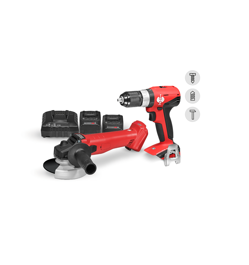 Electrical tools: 18 V cordless angle grinder + drill screwdriver L