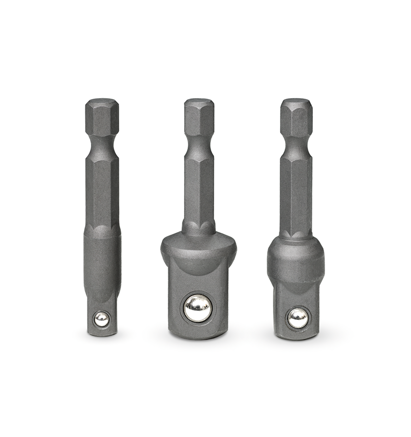 Socket wrench: e.s. Adapter set for drill 1/4 + 3/8 + 1/2