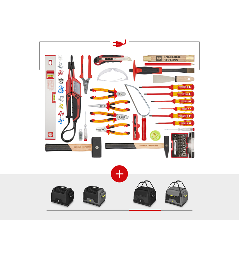 STRAUSSbox System: Werkzeug-Set Elektro inkl. STRAUSSbox Tasche + schwarz