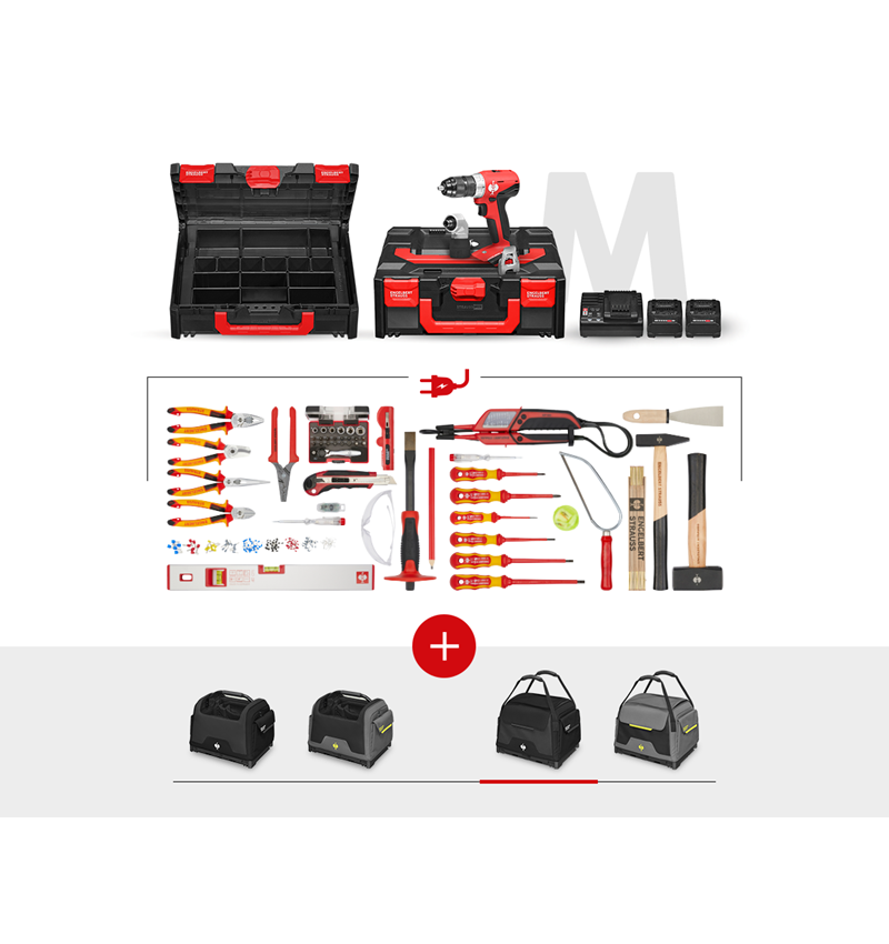 Electrical tools: Tool set Electro + 18.0 V cordless multi screwdr. + black