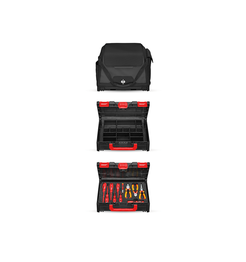 STRAUSSbox System: Tool set Elektro+STRAUSSbox + black