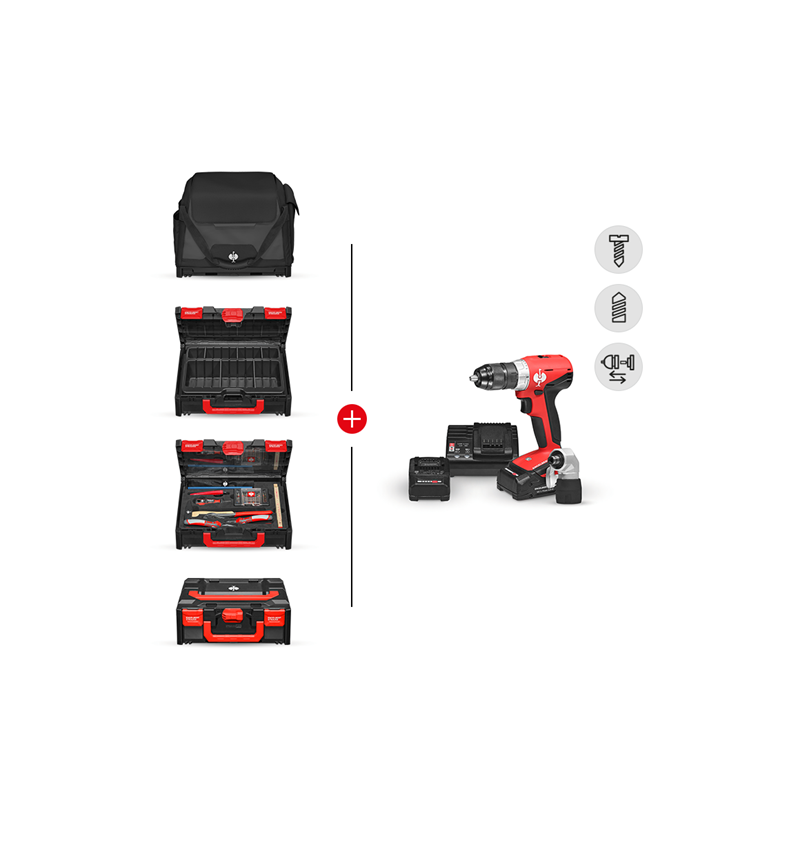 STRAUSSbox System: Tool set + multi drill screwdriver + STRAUSSbox + black