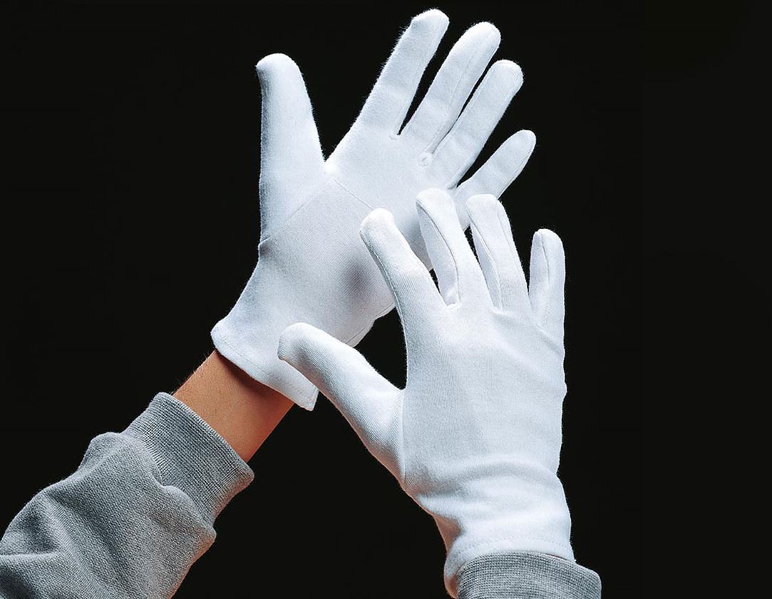 Textile: Cotton fourchette gloves, white, pack of 12 + white
