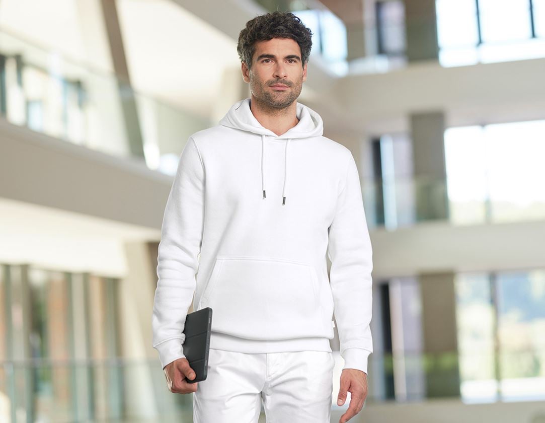 Thèmes: e.s. Sweatshirt à capuche poly cotton + blanc