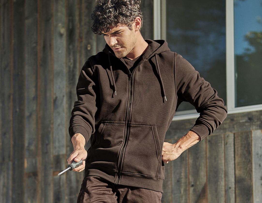 Shirts, Pullover & more: e.s. Hoody sweatjacket poly cotton + chestnut