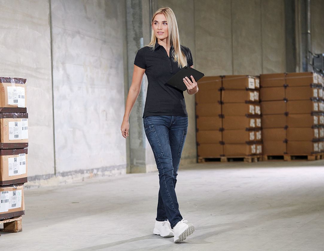 Shirts & Co.: e.s. Polo-Shirt cotton stretch, Damen + schwarz 1
