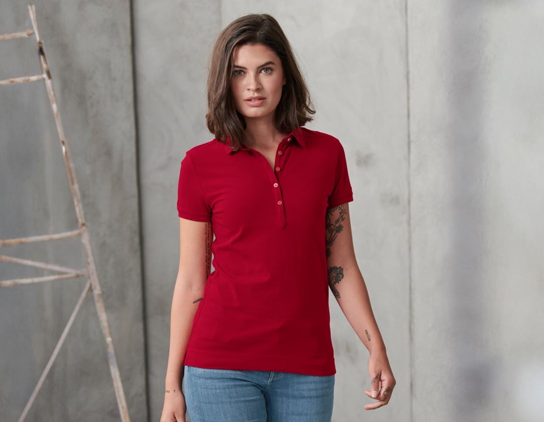 Topics: e.s. Polo shirt cotton stretch, ladies' + fiery red 1
