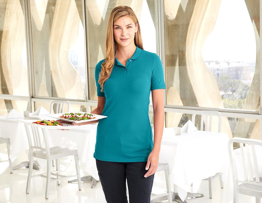 Shirts, Pullover & more: e.s. Pique-Polo cotton stretch, ladies', long fit + ocean